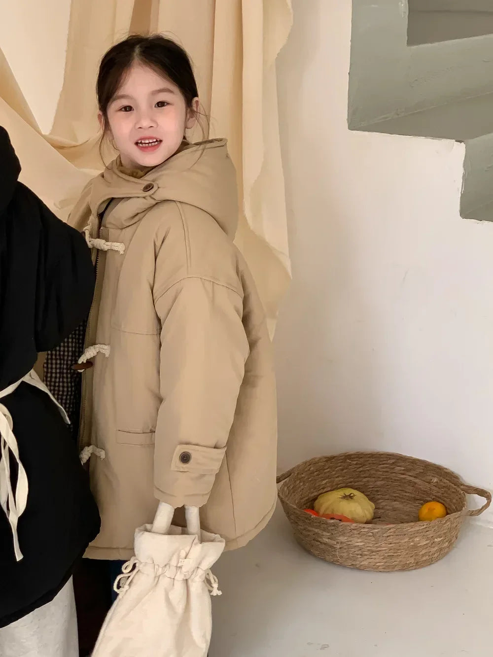 Winter Korean Children Boy Parkas Cotton Padded Thicken Hooded Toddler Boy Snowwear Coat Casual Solid Horn Button Kid Boy Jacket