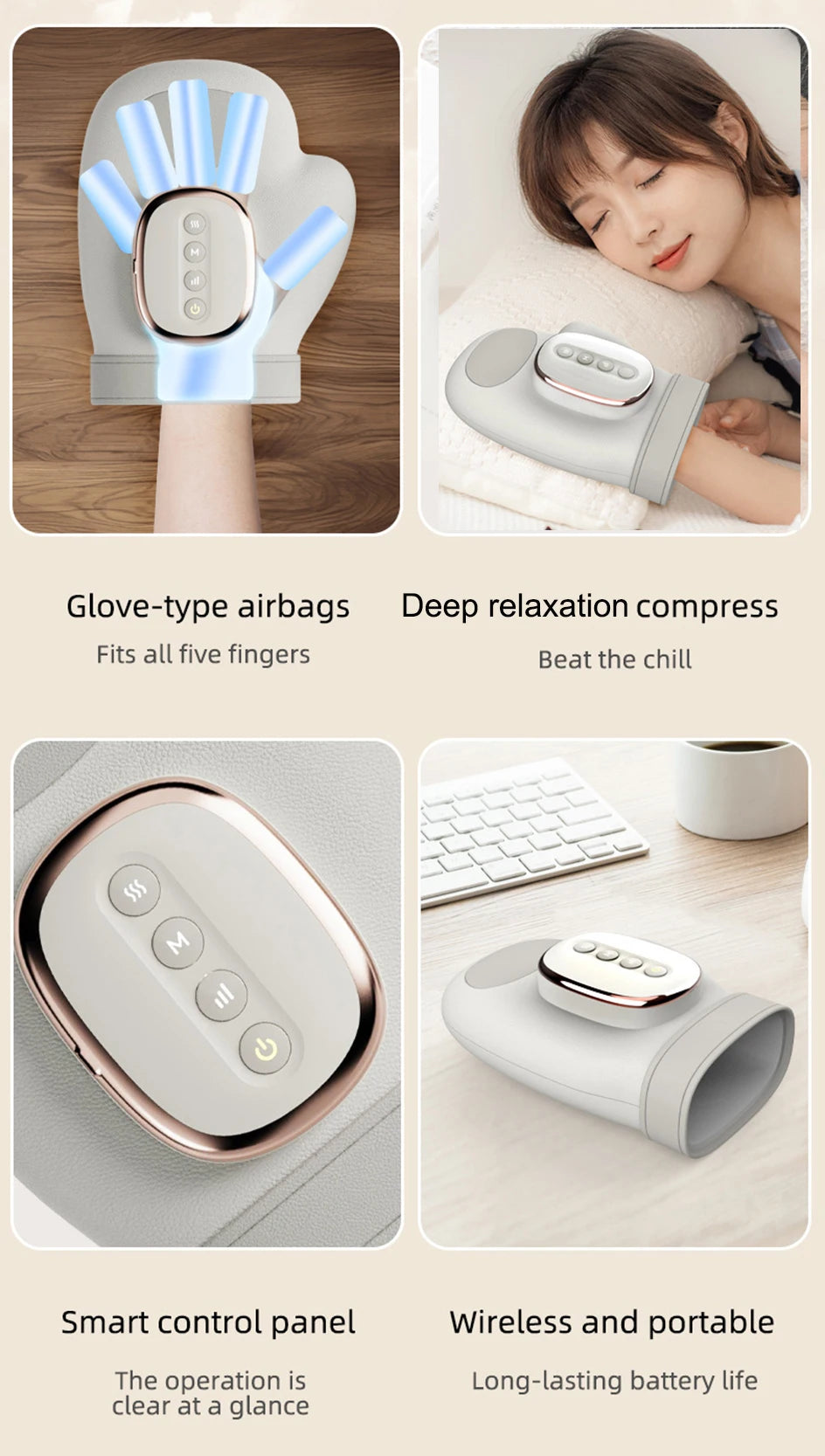 NEW Electric Hand Massager with Airbag Compress Carpal Tunnel Wrist Finger Massagers Portable Vibrating Gloves Kneading Rollers