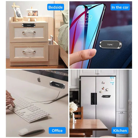 TOPK Metal Magnetic Car Phone Holder Universal Strip Shape Mobile Phone Stand Strong Magnet GPS Support Car Mount For iPhone 14