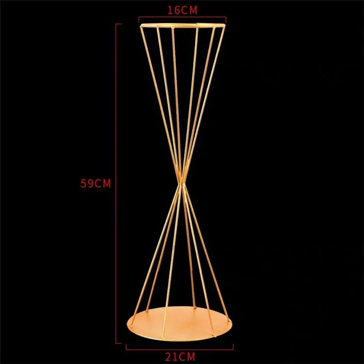 T04184 Luxury Wedding Decoration Metal Frame Trumpet Candle Tall Vase Center Piece Flower Tables Centerpieces Stand for Wedding