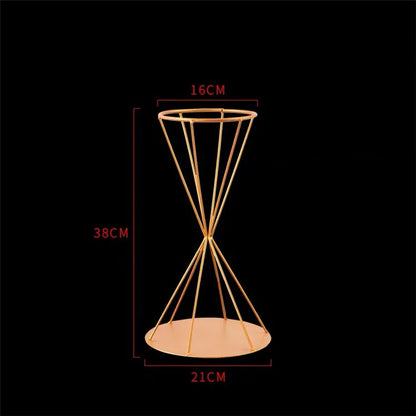 T04184 Luxury Wedding Decoration Metal Frame Trumpet Candle Tall Vase Center Piece Flower Tables Centerpieces Stand for Wedding