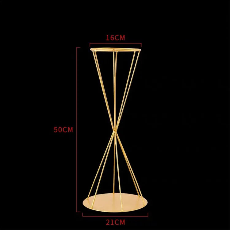 T04184 Luxury Wedding Decoration Metal Frame Trumpet Candle Tall Vase Center Piece Flower Tables Centerpieces Stand for Wedding