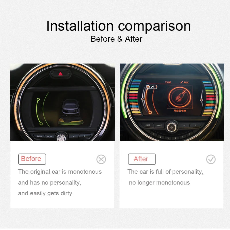 Car LCD 6.5 inches Decoration Sticker Interior Styling Accessories For MINI One Cooper Clubman F54 F55 F56 F57 F60 Countryman