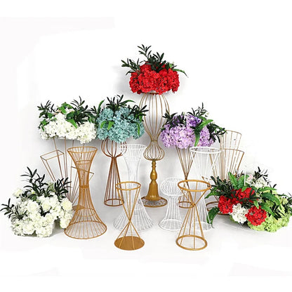 T04184 Luxury Wedding Decoration Metal Frame Trumpet Candle Tall Vase Center Piece Flower Tables Centerpieces Stand for Wedding