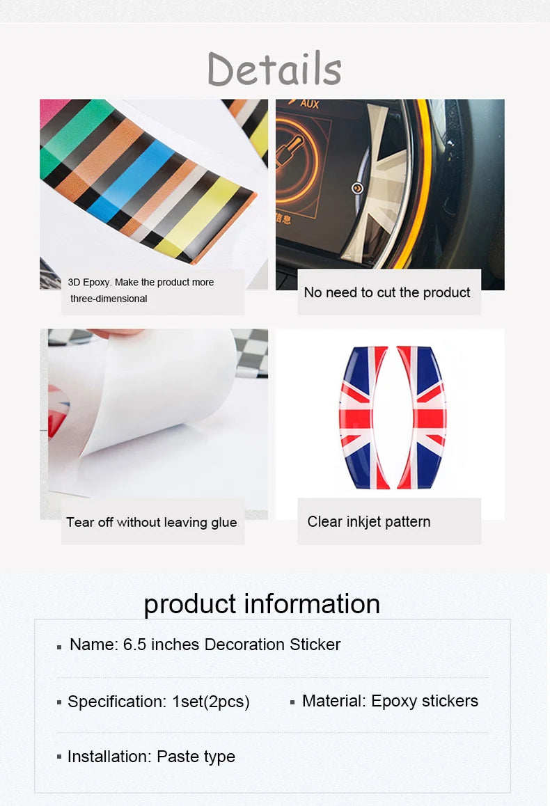 Car LCD 6.5 inches Decoration Sticker Interior Styling Accessories For MINI One Cooper Clubman F54 F55 F56 F57 F60 Countryman