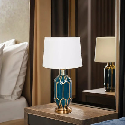 LED Table Lamp American Style Elegant Ceramic Retro Creative E27 Desk Lamp for Bedroom Living Room Hotel Office Reading Room