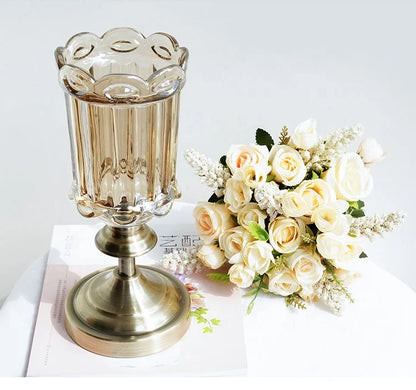 T04184 Luxury Wedding Decoration Metal Frame Trumpet Candle Tall Vase Center Piece Flower Tables Centerpieces Stand for Wedding