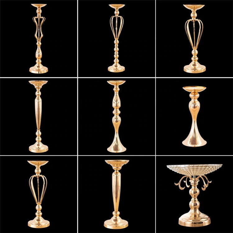 T04184 Luxury Wedding Decoration Metal Frame Trumpet Candle Tall Vase Center Piece Flower Tables Centerpieces Stand for Wedding