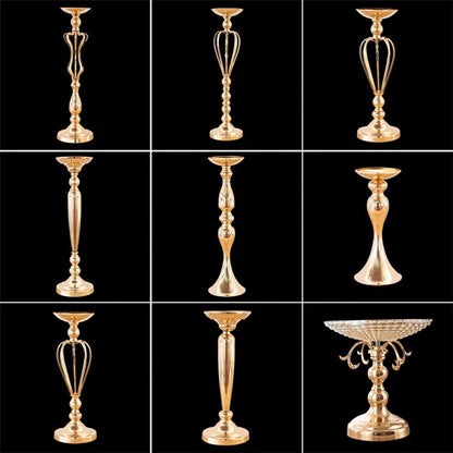 T04184 Luxury Wedding Decoration Metal Frame Trumpet Candle Tall Vase Center Piece Flower Tables Centerpieces Stand for Wedding