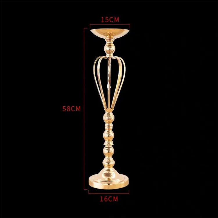 T04184 Luxury Wedding Decoration Metal Frame Trumpet Candle Tall Vase Center Piece Flower Tables Centerpieces Stand for Wedding