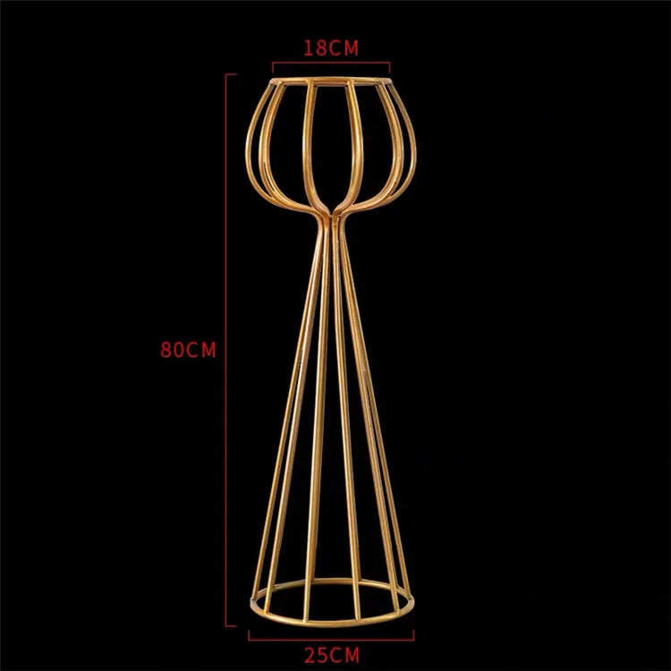 T04184 Luxury Wedding Decoration Metal Frame Trumpet Candle Tall Vase Center Piece Flower Tables Centerpieces Stand for Wedding