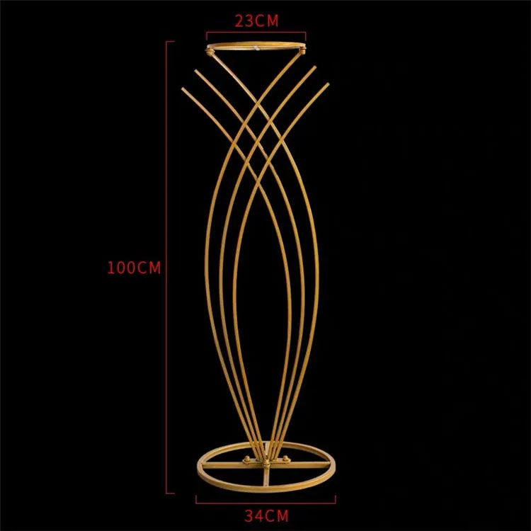 T04184 Luxury Wedding Decoration Metal Frame Trumpet Candle Tall Vase Center Piece Flower Tables Centerpieces Stand for Wedding