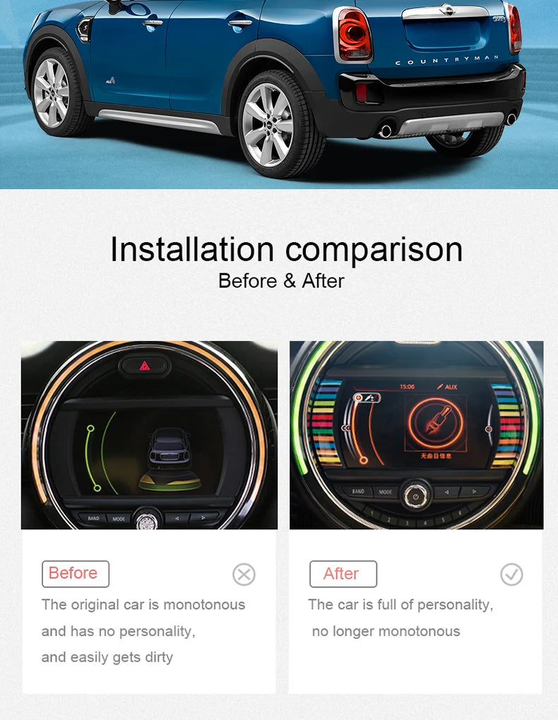 Car LCD 6.5 inches Decoration Sticker Interior Styling Accessories For MINI One Cooper Clubman F54 F55 F56 F57 F60 Countryman