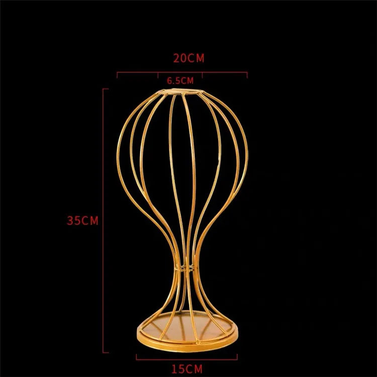 T04184 Luxury Wedding Decoration Metal Frame Trumpet Candle Tall Vase Center Piece Flower Tables Centerpieces Stand for Wedding