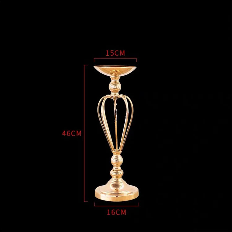 T04184 Luxury Wedding Decoration Metal Frame Trumpet Candle Tall Vase Center Piece Flower Tables Centerpieces Stand for Wedding