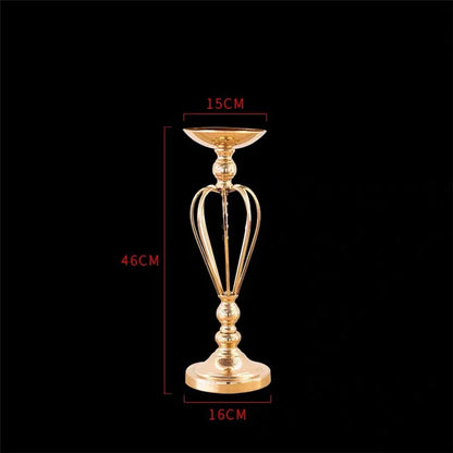 T04184 Luxury Wedding Decoration Metal Frame Trumpet Candle Tall Vase Center Piece Flower Tables Centerpieces Stand for Wedding