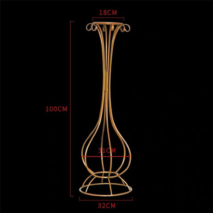 T04184 Luxury Wedding Decoration Metal Frame Trumpet Candle Tall Vase Center Piece Flower Tables Centerpieces Stand for Wedding