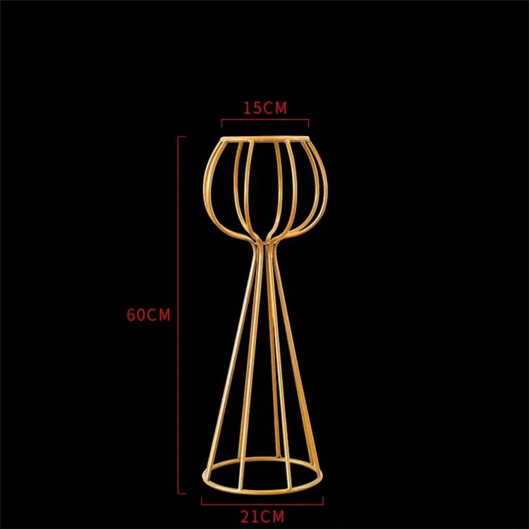 T04184 Luxury Wedding Decoration Metal Frame Trumpet Candle Tall Vase Center Piece Flower Tables Centerpieces Stand for Wedding