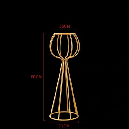 T04184 Luxury Wedding Decoration Metal Frame Trumpet Candle Tall Vase Center Piece Flower Tables Centerpieces Stand for Wedding