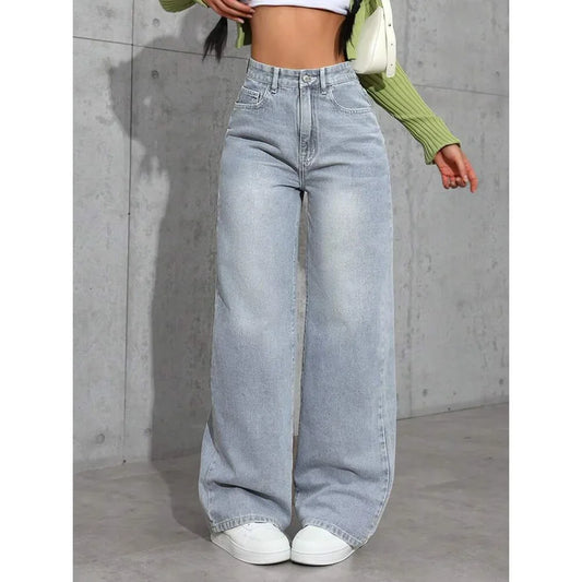 High Waist Straight Leg Jeans Women's Summer New Loose Casual Long Pants Wish Trendy Brand Cross-Border Fashionable Denim