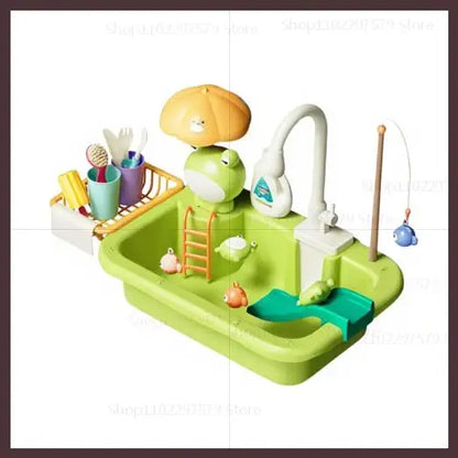 Kids Kitchen Sink Dishwasher Play Set Toys Water Running Pretend Food Fishing Toys Role Play Kids Birthday Gifts Imaginative Fun