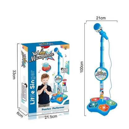 Kids Microphone with Stand Karaoke Song Vertical Mic Music Instrument Toys Brain-Training Educational Toy Birthday Gift Girl Boy