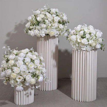 Customized hydrangea Rose Aritificial Flower Ball Road Leading White Silk Flower Ball Wedding Decoration Table Centrepiece decor