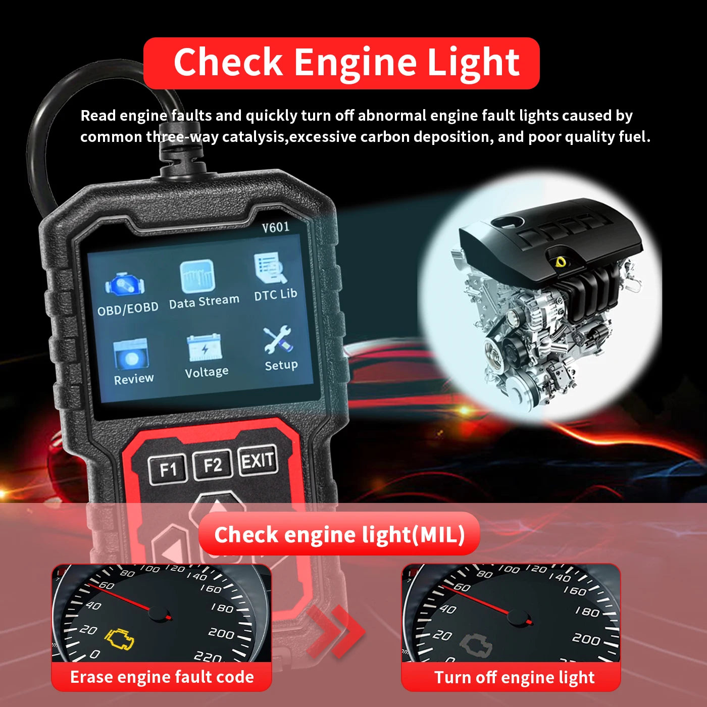 Professional Obd2 Scanner, a Car Fault Code Reader Diagnostic Tool That Has Supported the Obd Ii Protocol since 1996, Supports Reading and Clearing Fault Codes, Battery Testing, No Battery Power Required, USB Powered