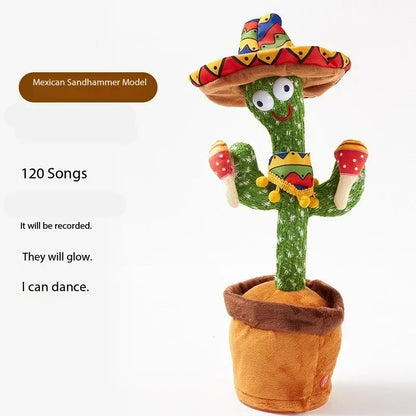 Dancing Cactus Toys Rechargeable Repeat Talking Plush Toy Singing Imitation Recording USB Baby Toy Early Education Funny Gifts