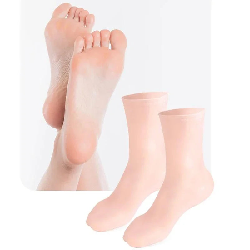 2Pcs Silicone Moisturizing Foot Socks for Dry Cracked Feet Foot Spa Treatment Socks Moisturizing Gel Socks Pedicure Foot Care