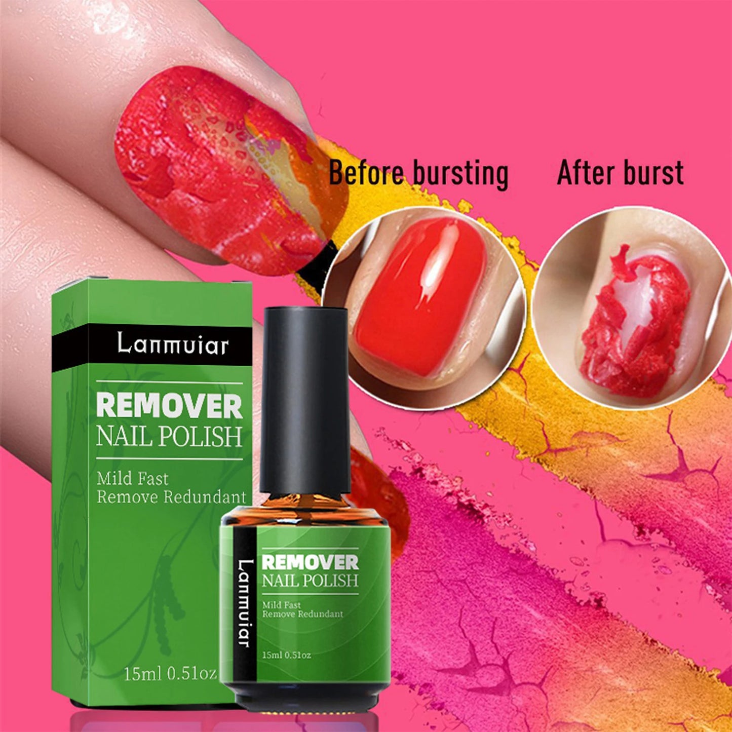 15ml Burst Gel Remover Soak Off UV Gel Nail Polish Acrylic Non-acetone Clean Degreaser Cleaner Nail Art Lacquer Remove