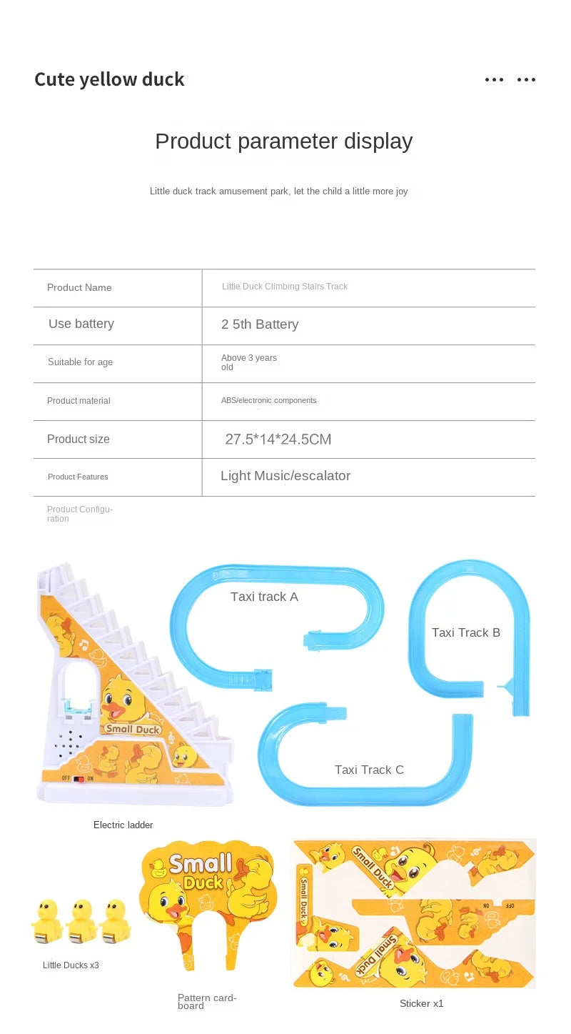 Electric Duck Track Rail Racing Slide Duckling Climbing Stairs Baby Toy LED Lights Musical Slide Roller Coaster Toys for Gift
