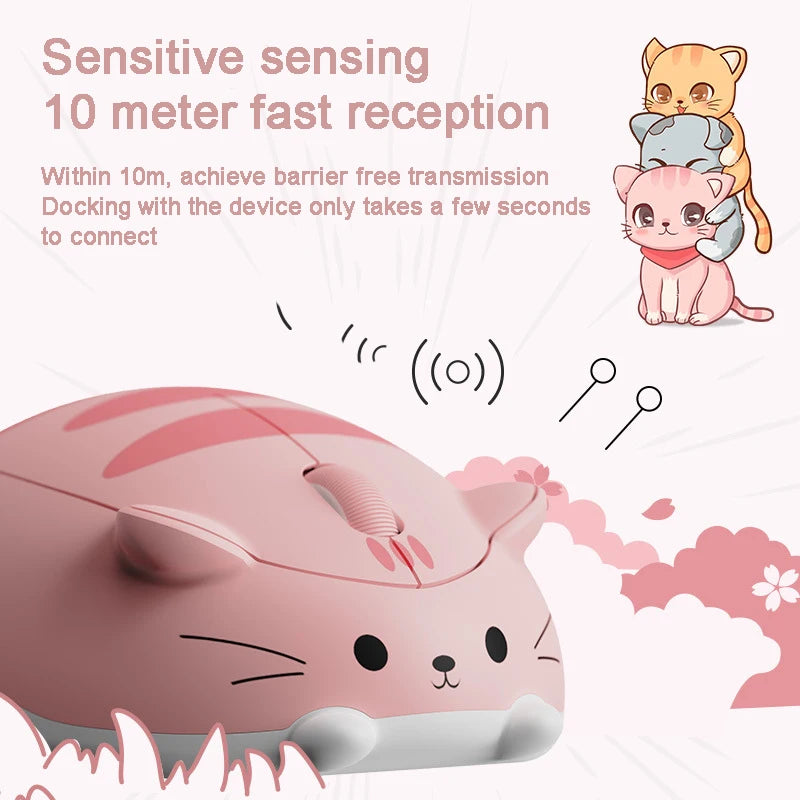 Cute Cat 2.4G Wireless Bluetooth Tri-mode Mouse Creative kitten Mause Ergonomic USB 1200 DPI Mice For PC Laptop Kid Friend Gifts