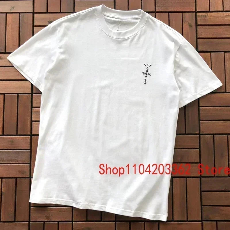 Real Photo CACTUS JACK T-shirt Vintage Grey-green Back Letter Logo Foaming Print Short Sleeve Men Women Cactus Jack Tops Tee