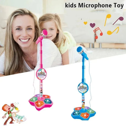 Kids Microphone with Stand Karaoke Song Vertical Mic Music Instrument Toys Brain-Training Educational Toy Birthday Gift Girl Boy