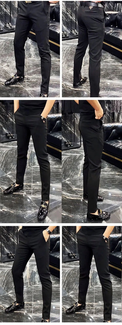2025 Men's Spring Summer Fashion Business Casual Long Pants Suit Pants Male Elastic Straight Formal Trousers Plus Big Size 29-38