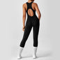 Women's Fashionable Solid Color Round Neck Tight Back Yoga Suit Yoga Jumpsuit Sports Overalls Gym Clothing Set Sexy Yoga Clothes