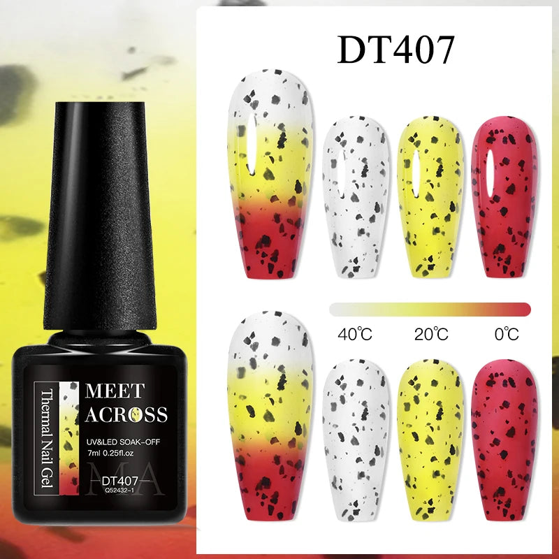 MEET ACROSS 75 Colors Thermal Nail Gel Polish 3 Colors Changing Nail Art Supplies for Manicure DIY Design Long Lasting UV/LED