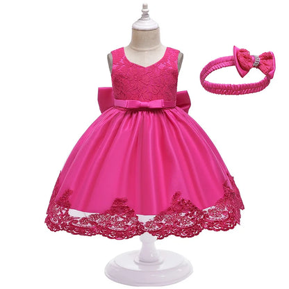 3D Flower Girls Party Princess Dress for Baby Christmas Gown 1-10 Yrs Birthday Bow Tulle Bridemaid Dresses Wedding Kids Clothing