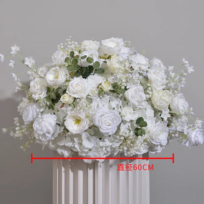 Customized hydrangea Rose Aritificial Flower Ball Road Leading White Silk Flower Ball Wedding Decoration Table Centrepiece decor