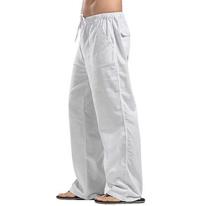 Spring Summer Linen Wide Leg Pants for Men Oversized Cargo Trousers Linens Streetwear Spring Men's Clothing Plus Size 5XL Z1