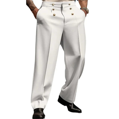 Men's Solid Color Simple Basic Casual Business Daily Trendy Loose Straight Wide Leg Suit Trousers New Fashion Male Clothes Pants