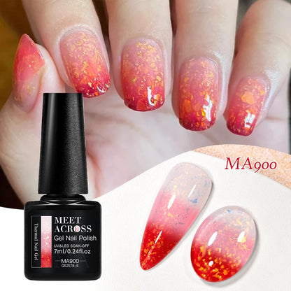 MEET ACROSS 75 Colors Thermal Nail Gel Polish 3 Colors Changing Nail Art Supplies for Manicure DIY Design Long Lasting UV/LED