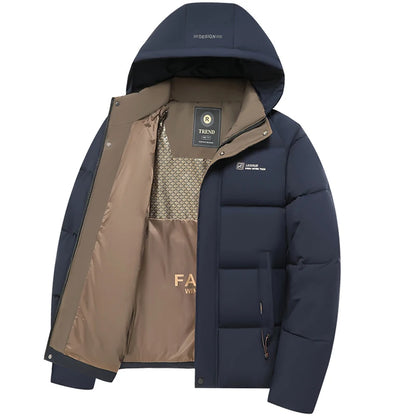 mens Parka Men's Jacket Hooded company Winter New down jacket Solid color Warm Jackets men business leisure coat teenager coats