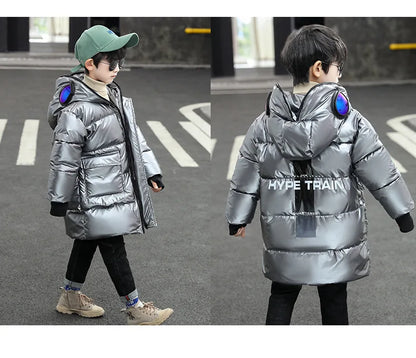 Boys Down Jacket Coat Overcoat Cotton 2022 Sliver Warm Plus Thicken Winter  Teenager Children's Clothing