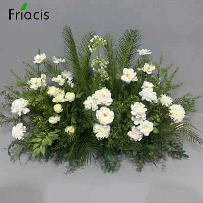 Green Plants Leaf Rose Flower Row Wedding Silk Table Floral Commercial Plaza Partition Hotel Scene Layout Floor Flowers Decor