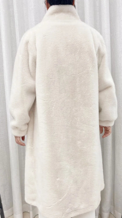 Faux fur coat long coat women's lapel double-breasted loose warm high-end atmospheric coat jacket 24 autumn and winter new