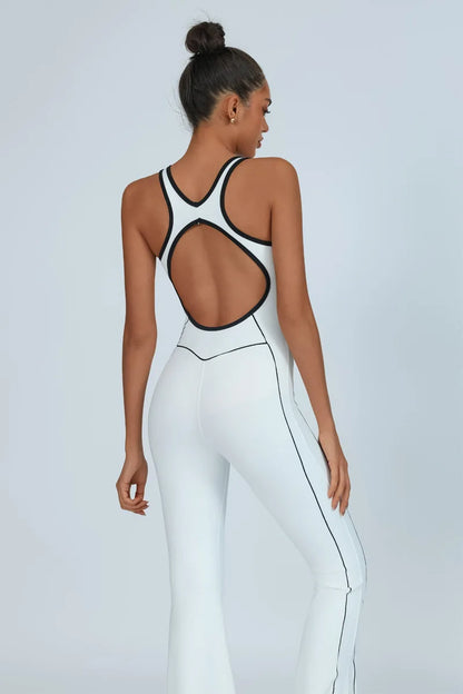Yoga Jumpsuit Women Backless Fitness Sports Overalls Gym Clothing Flared Patchowrk Workout Clothes Outfit Push-up Activewear