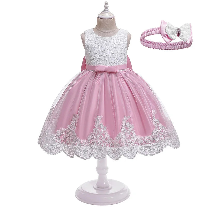 3D Flower Girls Party Princess Dress for Baby Christmas Gown 1-10 Yrs Birthday Bow Tulle Bridemaid Dresses Wedding Kids Clothing
