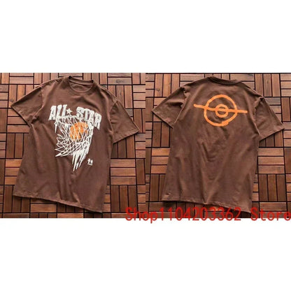 Real Photo CACTUS JACK T-shirt Vintage Grey-green Back Letter Logo Foaming Print Short Sleeve Men Women Cactus Jack Tops Tee